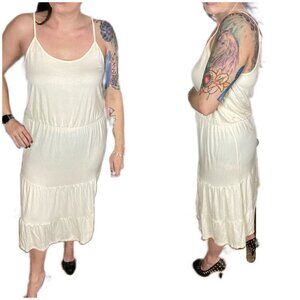 NWT Beach Break Cream Off-white drop waist summer midi dress. Size Large